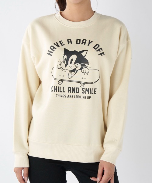 Ocean Pacific（オーシャンパシフィック）の「【OP/オーピー】レディースプリントクルーネックスウェットトレーナー（スウェット・レディース・チャコールグレー/ネイビー/ヘザーグレー/アイボリー・X-LARGE/MEDIUM/LARGE）」の5枚目の写真