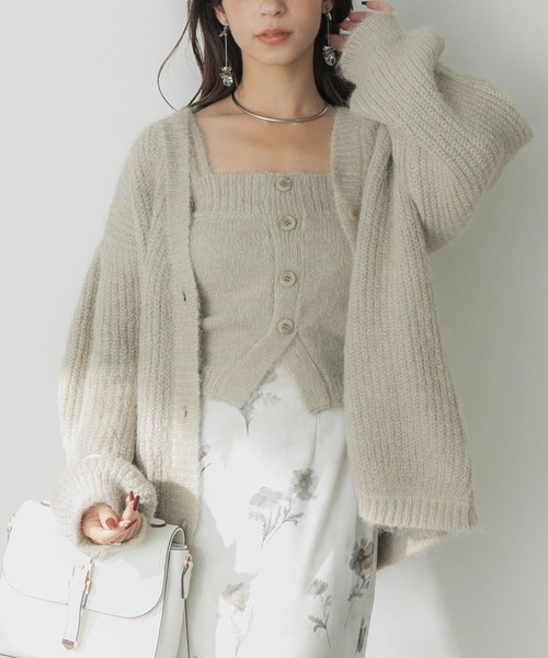 ヘアリーニットカーディガン（カーディガン/ボレロ）｜Elishe