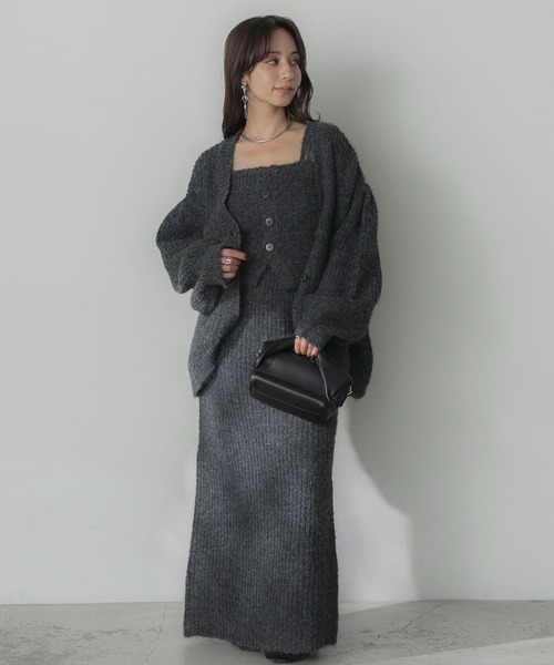 ヘアリーニットカーディガン（カーディガン/ボレロ）｜Elishe