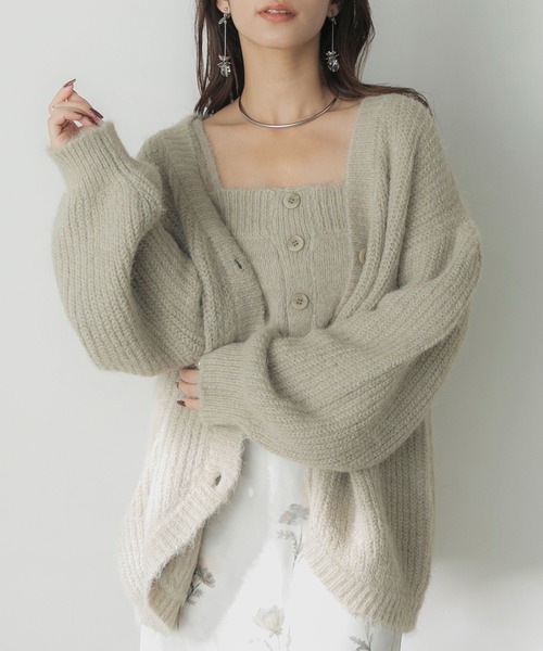 Elishe（エリシェ）の「ヘアリーニットカーディガン（カーディガン/ボレロ・レディース・チャコールグレー/ブラウン/ベージュ・FREE）」の12枚目の写真