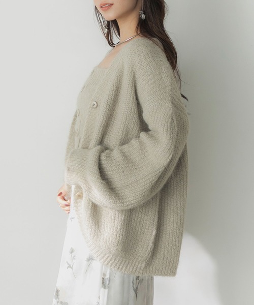 ヘアリーニットカーディガン（カーディガン/ボレロ）｜Elishe