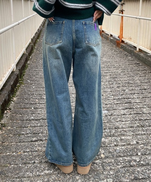 ALAND(エーランド)の「【UNISEX】ALAND/デニムツータックパンツ(デニムパンツ・レディース・ブラック/ブルー・LARGE/SMALL)」の12枚目の写真