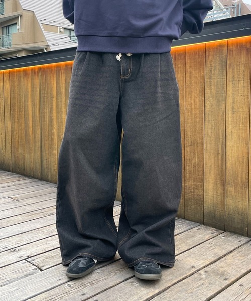 ALAND(エーランド)の「【UNISEX】ALAND/デニムツータックパンツ(デニムパンツ・レディース・ブラック/ブルー・LARGE/SMALL)」の14枚目の写真