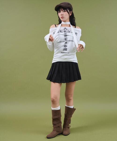 dispark(ディスパーク)の「DISPARK/チョーカー付きロゴオフショルトップ(Tシャツ/カットソー・レディース・ホワイト/グレー・FREE)」の3枚目の写真