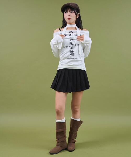 dispark(ディスパーク)の「DISPARK/チョーカー付きロゴオフショルトップ(Tシャツ/カットソー・レディース・ホワイト/グレー・FREE)」の7枚目の写真