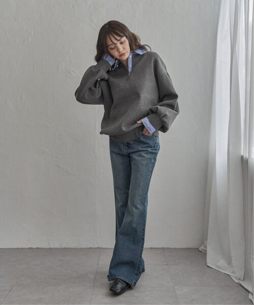 notch.（ノッチ）の「シャツ襟ポロニットプルオーバー（ニット/セーター・レディース・ブラック/チャコール/ブラウン・M）」の9枚目の写真