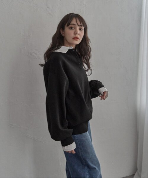 notch.（ノッチ）の「シャツ襟ポロニットプルオーバー（ニット/セーター・レディース・ブラック/チャコール/ブラウン・M）」の11枚目の写真