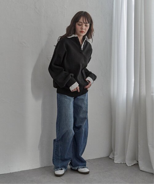 notch.（ノッチ）の「シャツ襟ポロニットプルオーバー（ニット/セーター・レディース・ブラック/チャコール/ブラウン・M）」の16枚目の写真