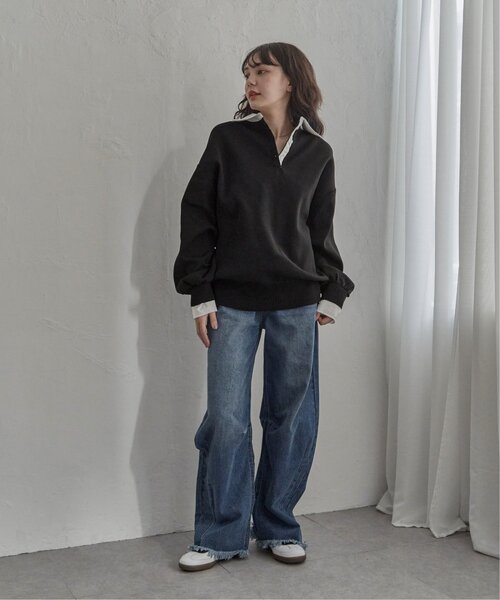 notch.（ノッチ）の「シャツ襟ポロニットプルオーバー（ニット/セーター・レディース・ブラック/チャコール/ブラウン・M）」の17枚目の写真