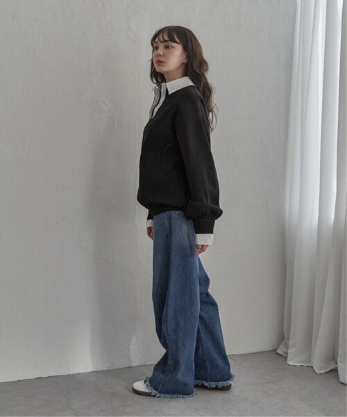 notch.（ノッチ）の「シャツ襟ポロニットプルオーバー（ニット/セーター・レディース・ブラック/チャコール/ブラウン・M）」の20枚目の写真