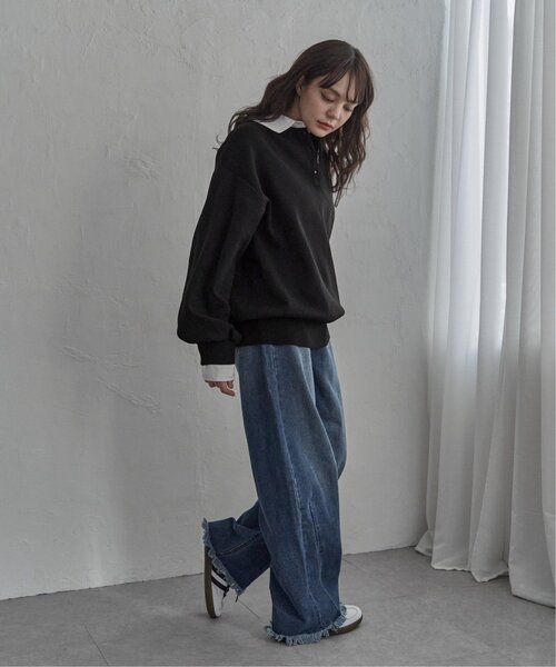 notch.（ノッチ）の「シャツ襟ポロニットプルオーバー（ニット/セーター・レディース・ブラック/チャコール/ブラウン・M）」の21枚目の写真