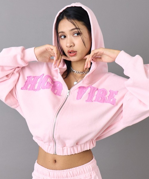 ANAP（アナップ）の「ワッペン ロゴ 裏毛 スウェット ジップパーカー（パーカー・レディース・ピンク/ブラウン/グレー・F）」の20枚目の写真