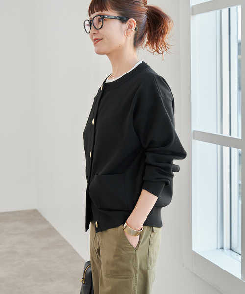 Spick & Span（スピックアンドスパン）の「《WEB限定 / 追加3》ウォッシャブルクルーネックカーディガン（カーディガン/ボレロ・レディース・ブラウン/ブラック・FREE）」の8枚目の写真