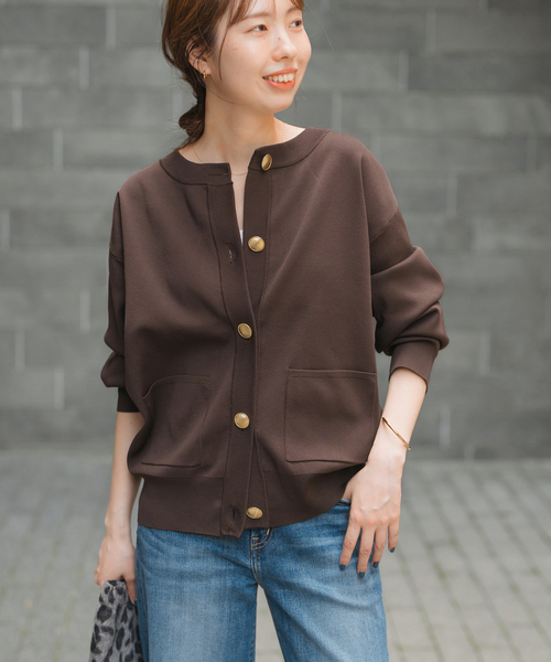 Spick & Span（スピックアンドスパン）の「《WEB限定 / 追加3》ウォッシャブルクルーネックカーディガン（カーディガン/ボレロ・レディース・ブラウン/ブラック・FREE）」の11枚目の写真