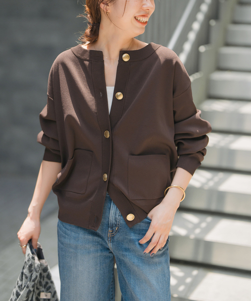 Spick & Span（スピックアンドスパン）の「《WEB限定 / 追加3》ウォッシャブルクルーネックカーディガン（カーディガン/ボレロ・レディース・ブラウン/ブラック・FREE）」の12枚目の写真