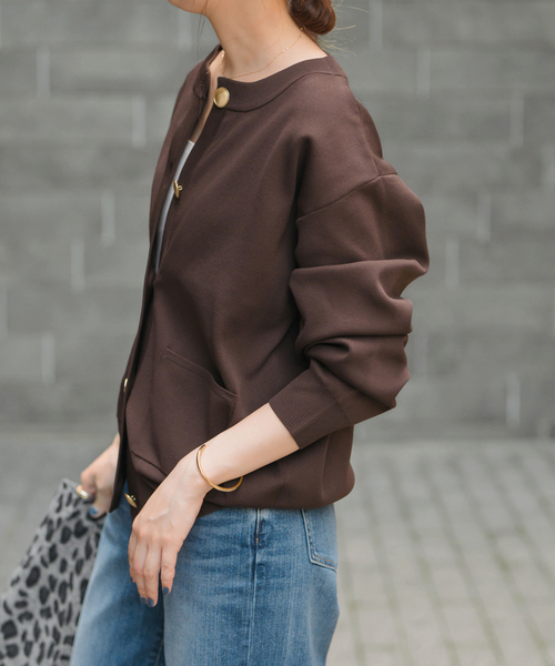 Spick & Span（スピックアンドスパン）の「《WEB限定 / 追加3》ウォッシャブルクルーネックカーディガン（カーディガン/ボレロ・レディース・ブラウン/ブラック・FREE）」の14枚目の写真