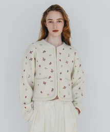 FLOWER EMBROIDERY KNIT JACKET/フラワーエンブロイダリーニットジャケット