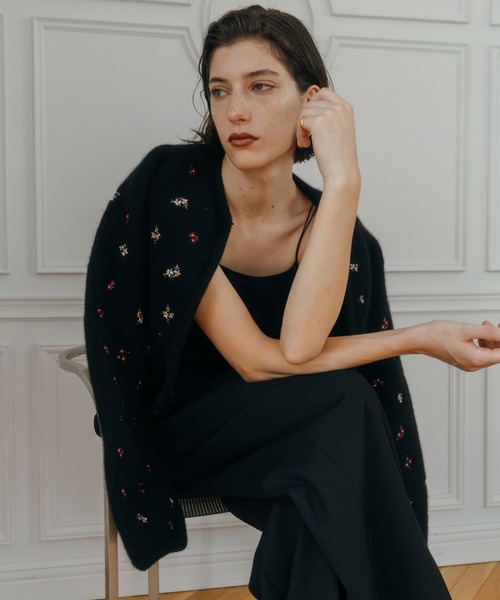 FLOWER EMBROIDERY KNIT JACKET/フラワーエンブロイダリーニット