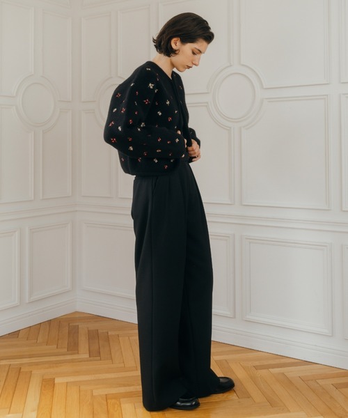 FLOWER EMBROIDERY KNIT JACKET/フラワーエンブロイダリーニット