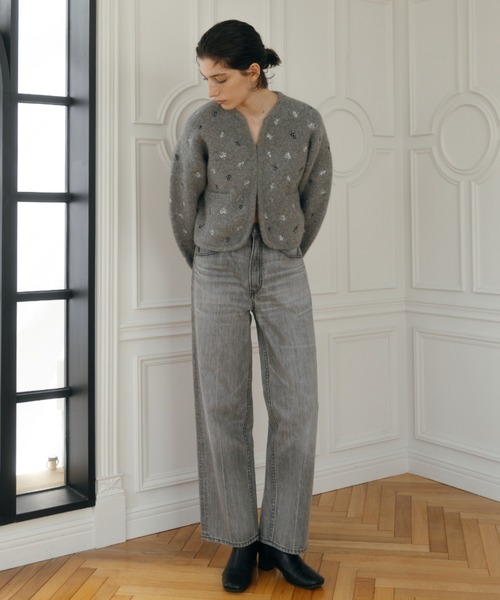 FLOWER EMBROIDERY KNIT JACKET/フラワーエンブロイダリーニット