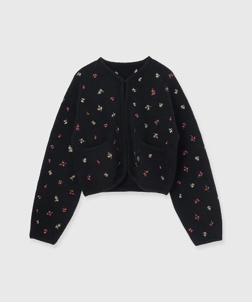FLOWER EMBROIDERY KNIT JACKET/フラワーエンブロイダリーニット