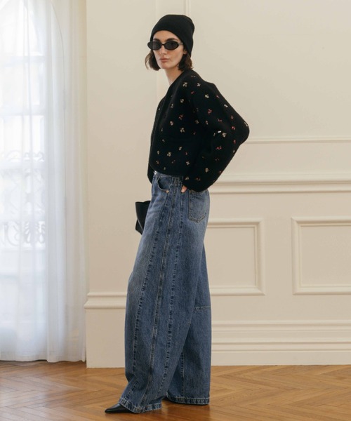 FLOWER EMBROIDERY KNIT JACKET/フラワーエンブロイダリーニット