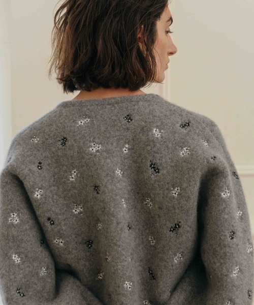 FLOWER EMBROIDERY KNIT JACKET/フラワーエンブロイダリーニット