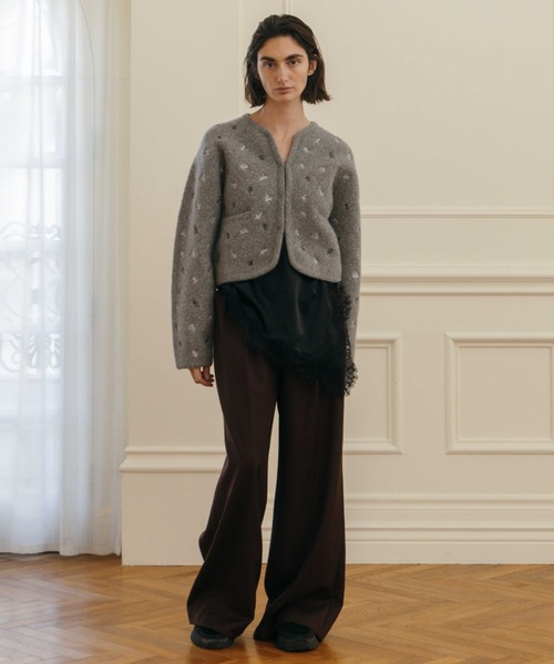 FLOWER EMBROIDERY KNIT JACKET/フラワーエンブロイダリーニット