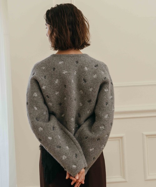 FLOWER EMBROIDERY KNIT JACKET/フラワーエンブロイダリーニット