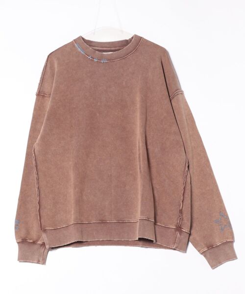 ROUGH TRADE(ラフトレード)の「スノーウォッシュダメージ加工裏毛トレーナー(M1)(スウェット・メンズ・グリーン/ブラウン/チャコール・LARGE/MEDIUM/X-LARGE)」の6枚目の写真