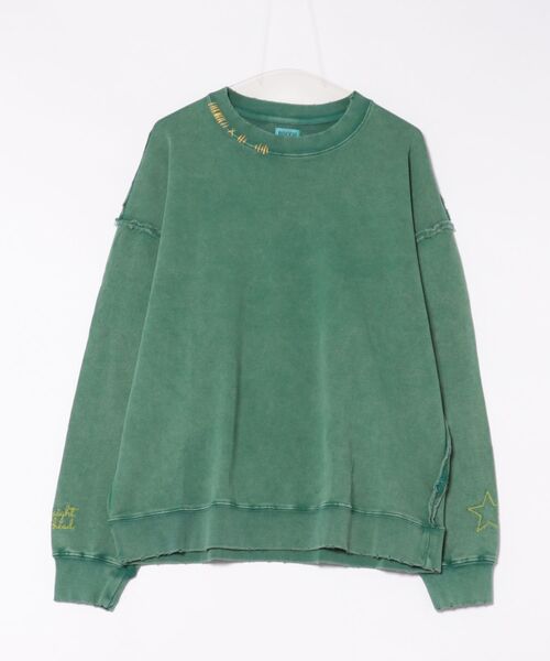ROUGH TRADE(ラフトレード)の「スノーウォッシュダメージ加工裏毛トレーナー(M1)(スウェット・メンズ・グリーン/ブラウン/チャコール・LARGE/MEDIUM/X-LARGE)」の8枚目の写真