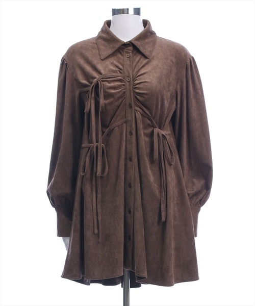 clear（クリア）の「フェイクスエードリボンシャツワンピース[着回し力抜群 ガーリー]≪AW新作≫（ワンピース・レディース・アイボリー・F）」の18枚目の写真