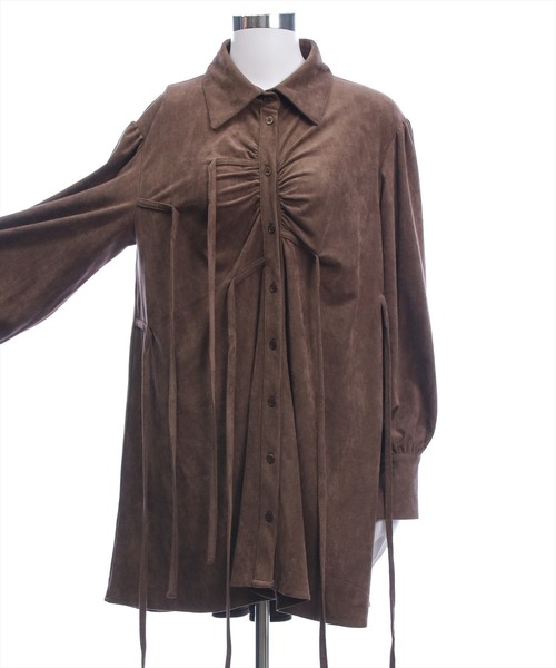 clear（クリア）の「フェイクスエードリボンシャツワンピース[着回し力抜群 ガーリー]≪AW新作≫（ワンピース・レディース・アイボリー・F）」の12枚目の写真