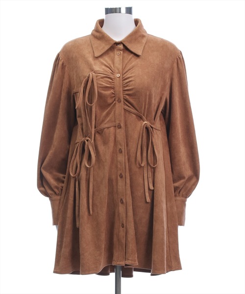 clear（クリア）の「フェイクスエードリボンシャツワンピース[着回し力抜群 ガーリー]≪AW新作≫（ワンピース・レディース・アイボリー・F）」の17枚目の写真