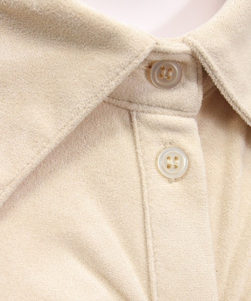 clear（クリア）の「フェイクスエードリボンシャツワンピース[着回し力抜群 ガーリー]≪AW新作≫（ワンピース・レディース・アイボリー・F）」の15枚目の写真