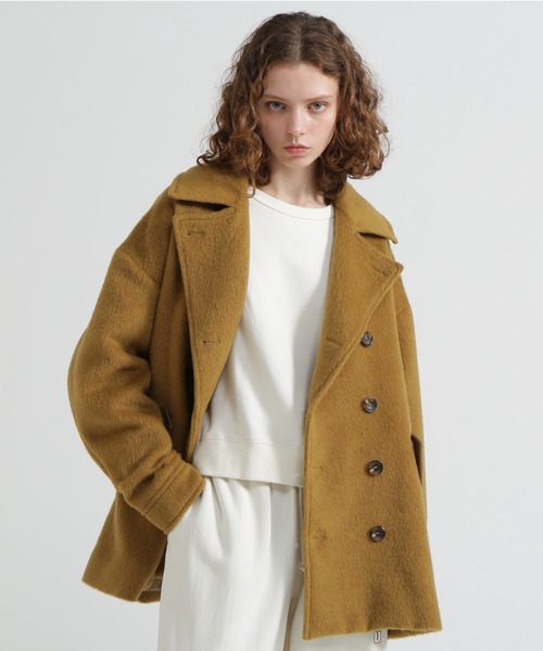AVIREX(アヴィレックス)の「《直営店限定》SHAGGY PEA COAT/シャギーピーコート(ピーコート・レディース・チャコールグレー/マスタード・S/M)」の2枚目の写真