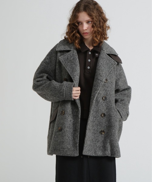 AVIREX(アヴィレックス)の「《直営店限定》SHAGGY PEA COAT/シャギーピーコート(ピーコート・レディース・チャコールグレー/マスタード・S/M)」の3枚目の写真