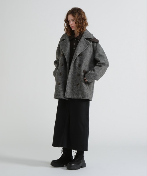 AVIREX(アヴィレックス)の「《直営店限定》SHAGGY PEA COAT/シャギーピーコート(ピーコート・レディース・チャコールグレー/マスタード・S/M)」の5枚目の写真
