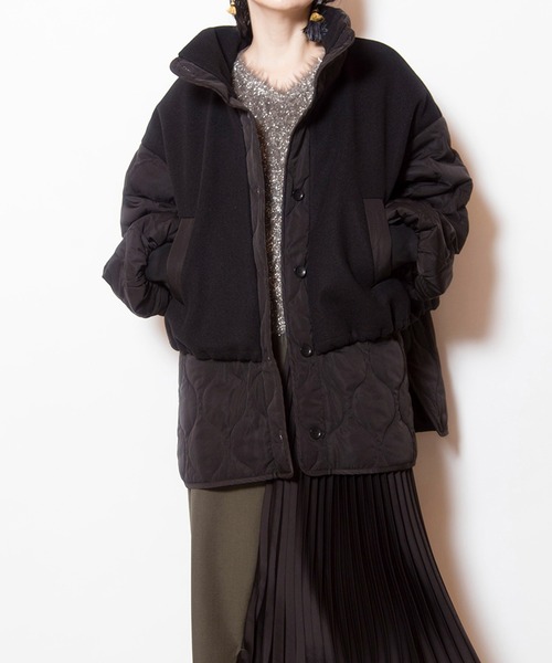 OSMOSIS（オズモーシス）の「キルティングレイヤードショートコート（その他アウター・レディース・ダークブラウン/グレー/ブラック・ONE SIZE）」の2枚目の写真