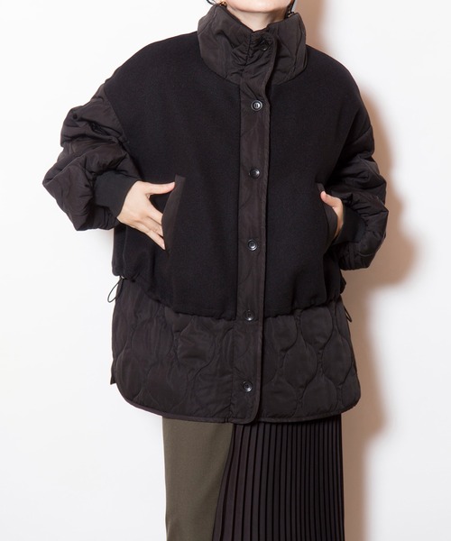 OSMOSIS（オズモーシス）の「キルティングレイヤードショートコート（その他アウター・レディース・ダークブラウン/グレー/ブラック・ONE SIZE）」の9枚目の写真