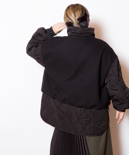 OSMOSIS（オズモーシス）の「キルティングレイヤードショートコート（その他アウター・レディース・ダークブラウン/グレー/ブラック・ONE SIZE）」の11枚目の写真