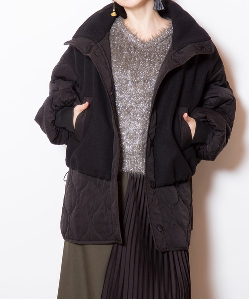 OSMOSIS（オズモーシス）の「キルティングレイヤードショートコート（その他アウター・レディース・ダークブラウン/グレー/ブラック・ONE SIZE）」の12枚目の写真