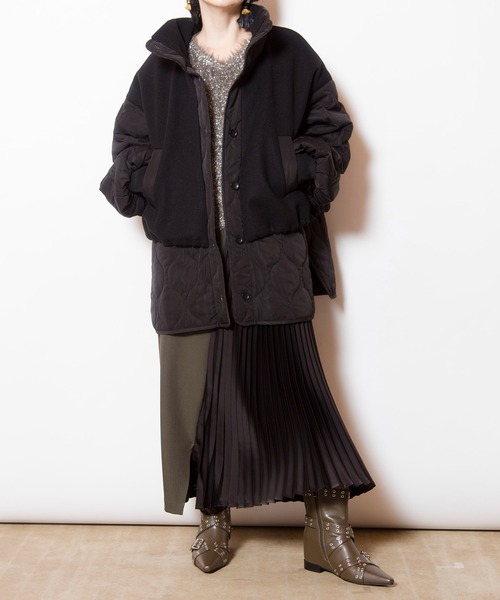 OSMOSIS（オズモーシス）の「キルティングレイヤードショートコート（その他アウター・レディース・ダークブラウン/グレー/ブラック・ONE SIZE）」の13枚目の写真