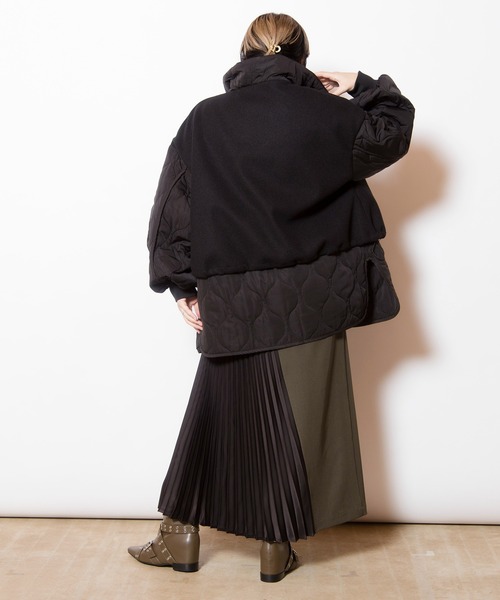 OSMOSIS（オズモーシス）の「キルティングレイヤードショートコート（その他アウター・レディース・ダークブラウン/グレー/ブラック・ONE SIZE）」の16枚目の写真