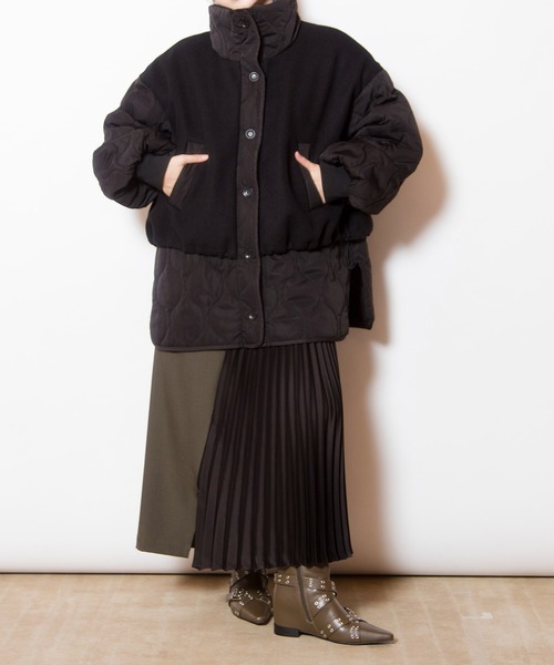 OSMOSIS（オズモーシス）の「キルティングレイヤードショートコート（その他アウター・レディース・ダークブラウン/グレー/ブラック・ONE SIZE）」の17枚目の写真