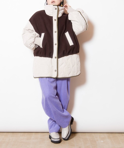 OSMOSIS（オズモーシス）の「キルティングレイヤードショートコート（その他アウター・レディース・ダークブラウン/グレー/ブラック・ONE SIZE）」の21枚目の写真