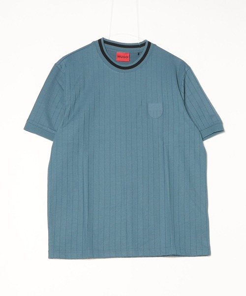 HUGO（ヒューゴ）の「コットンブレンド Tシャツ ドロップニードル ストライプ（Tシャツ/カットソー・メンズ・ブルー・S/XXL/L/M/XS/XL）」の6枚目の写真