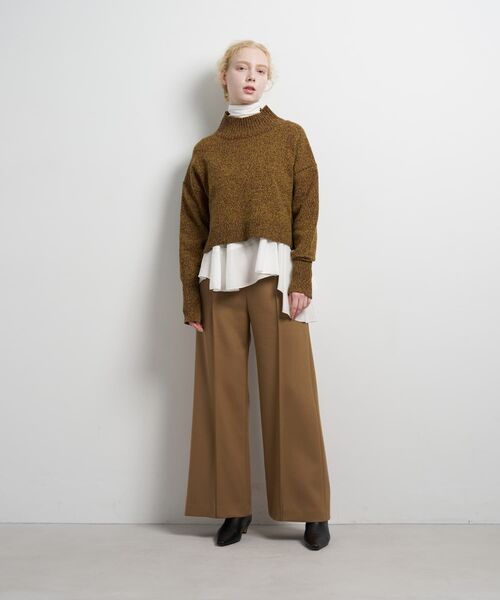 LANVIN en Bleu(ランバンオンブルー)の「メランジクロップドハイネックニット(ニット/セーター・レディース・ブルー/オフホワイト/ブラウン・38)」の6枚目の写真