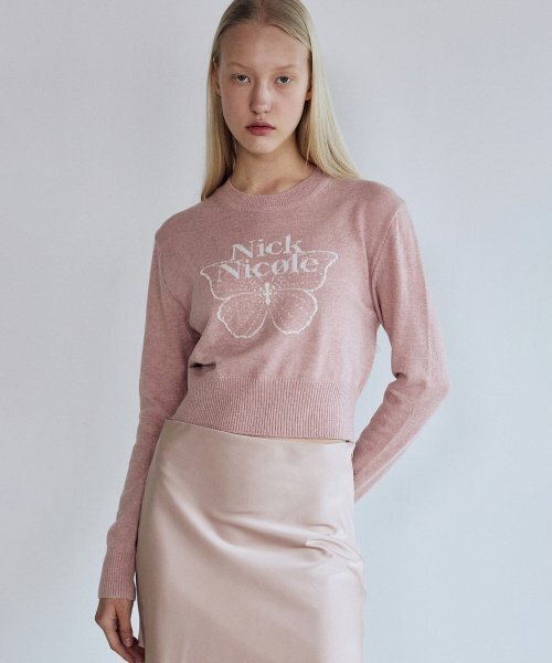 NICK&NICOLE(ニックアンドニコール)の「CASHMERE BUTTERFLY SIGNATURE CROP KNIT_PINK(ニット/セーター・レディース・その他・FREE)」の3枚目の写真