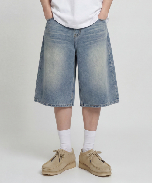 AGOD（エージーオーディー）の「ヴィンテージキャットブラシデニムバミューダショーツ[サンドブルー]（その他パンツ・レディース・その他・LARGE/X-LARGE/SMALL/MEDIUM）」の2枚目の写真